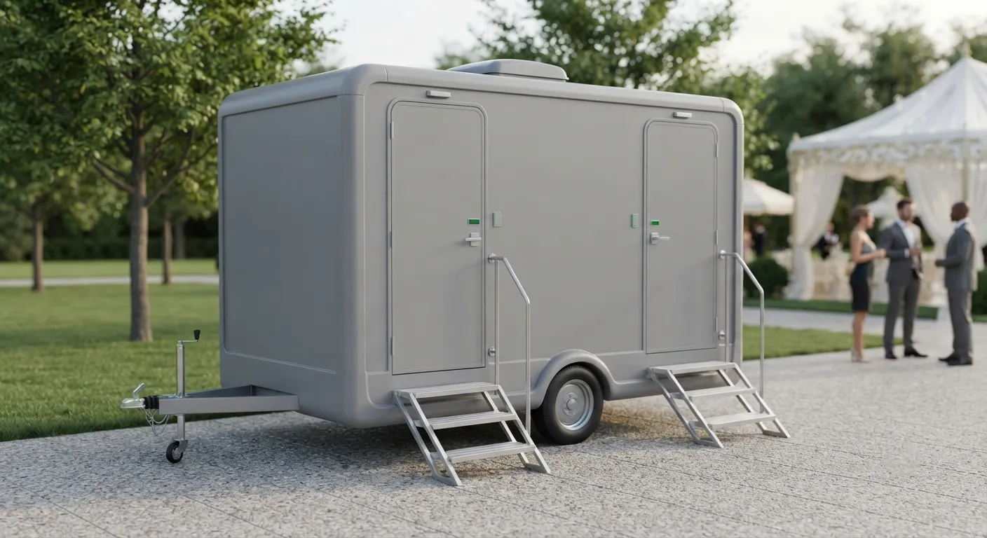 2 stall restroom trailer from our Quincy fleet