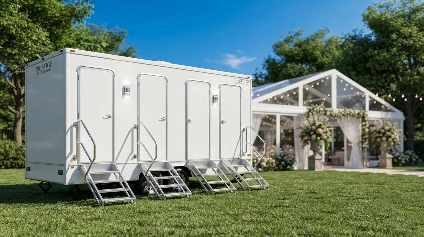 4 stall restroom trailer from our Quincy fleet